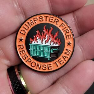 Dumpster fire reaponse team funny enamel lapel pin